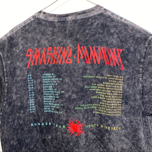 SMASHING PUMPKINS π 2019 Summer Tour Stonewash Band Tee L - Picture 3 of 8